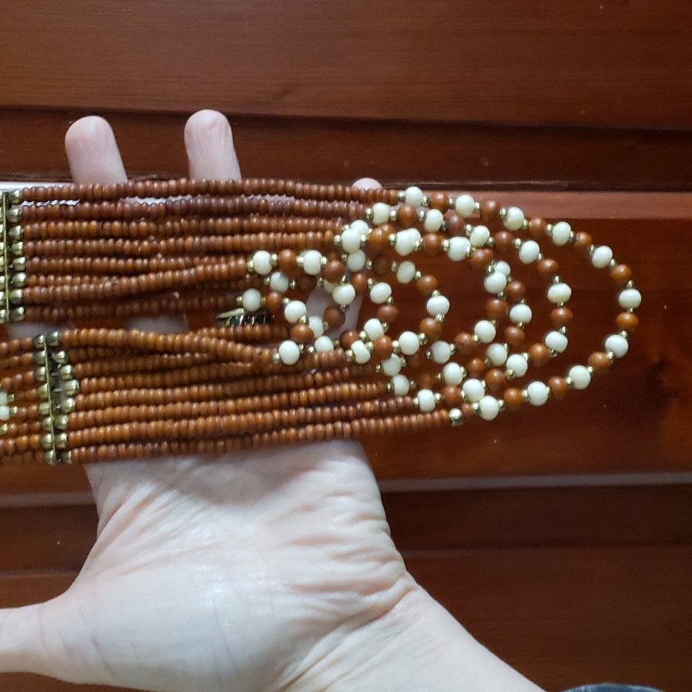 Brown Beaded Statement Necklace - image 2